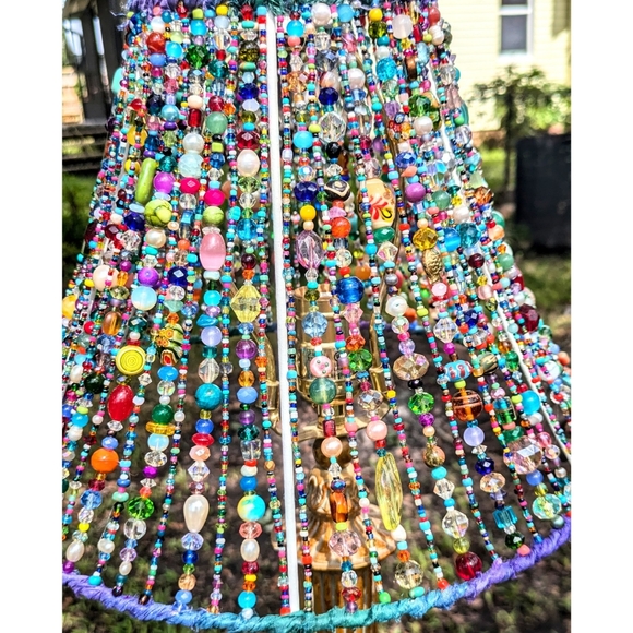 Custom ARTISAN Hand Beaded Colorful Bohemian Lampshade OOAK - Picture 10 of 17